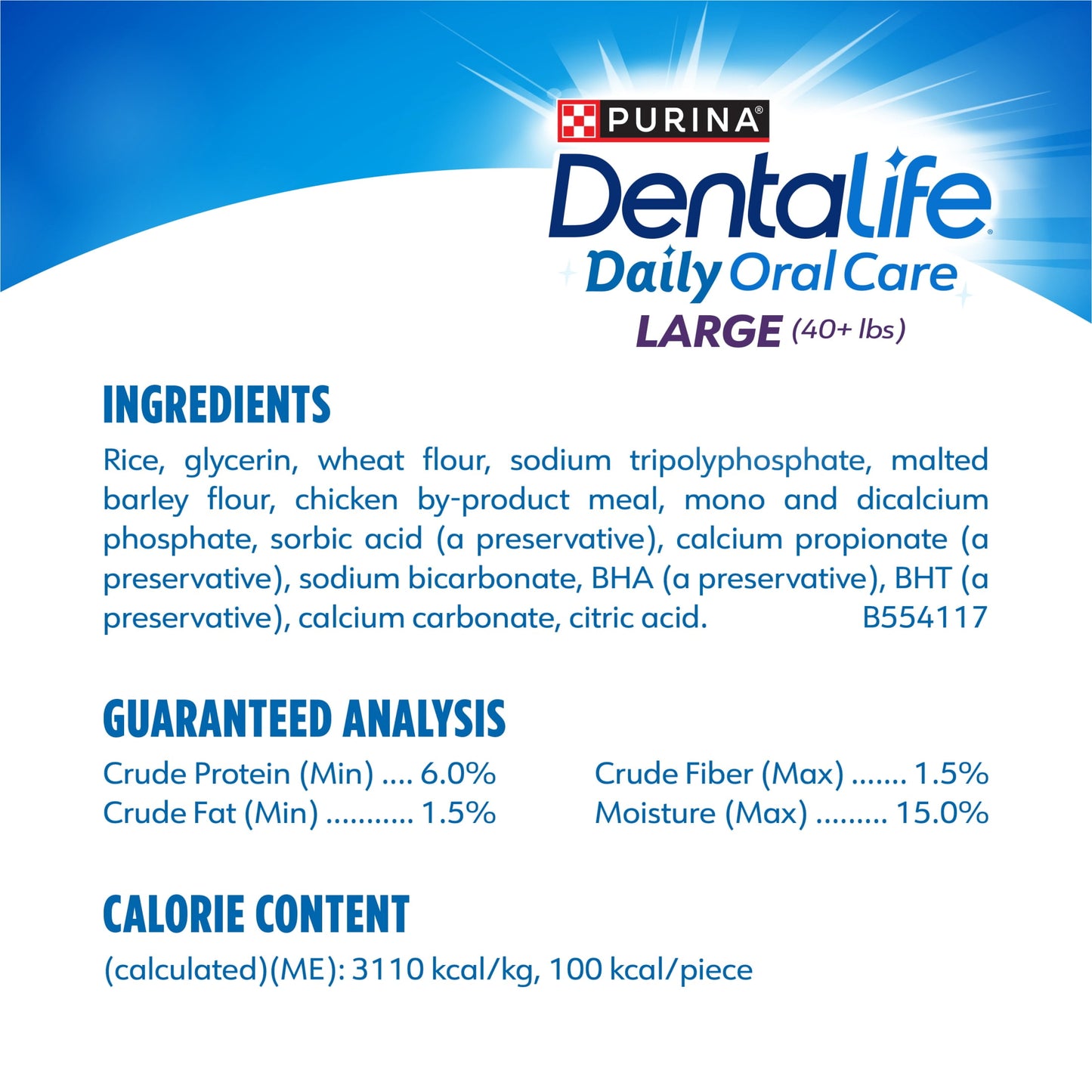 Purina Daily Oral Care Chicken Flavor Large Breed Dog Dental Chews – 20.7 Oz Pouch (18Ct)