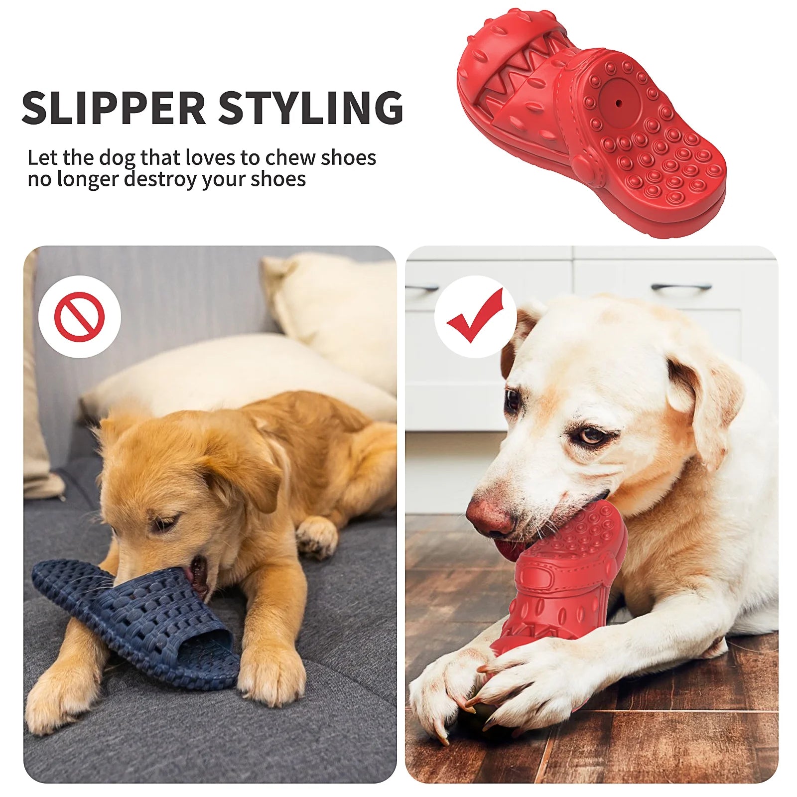 Squeaky Dog Toy Large Dog Chew Toys for Aggressive Chewers Rubber Dog Shoes Shape Toothbrush Toys